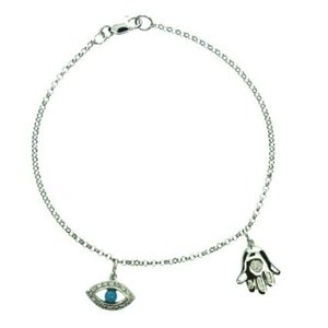 Evil eye and chunky Hamsa diamond bracelet -