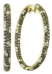Brown and white diamond hoops