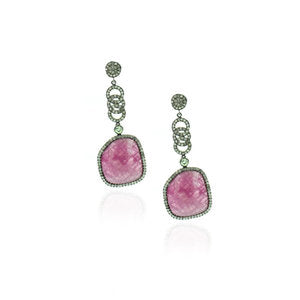 Indian Triple Link Ruby Earrings