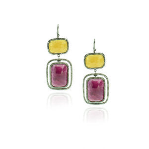 Indian Yellow Sapphire & Ruby Earrings