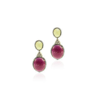 Indian Natural Sapphire & Ruby Drop Earrings