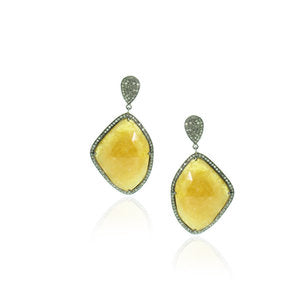 Indian Yellow Sapphire Asymetric Earrings