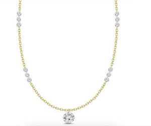 Laser drilled diamond necklace - 12 with Drop