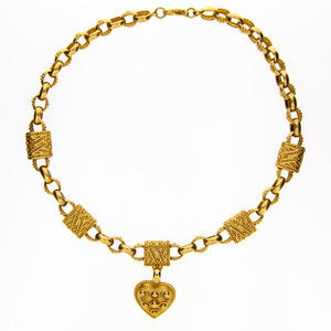 Lozenge Necklace - Yellow gold with detachable Heart pendant