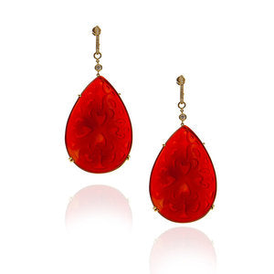 Paisley Solid Pear Shape Drop earrings on detachable Yellow gold diamond hoops