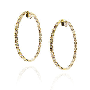 Large square white and brown diamond hoops