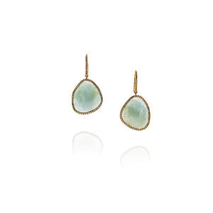 Faceted aqua diamond 18ct rose gold hook earring