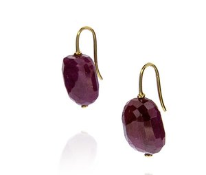 Ruby rock on hook earrings