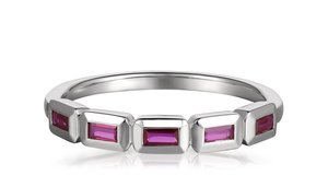 Baguette Half Eternity Ring - white gold