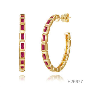 Ruby Baguette Hoop earrings