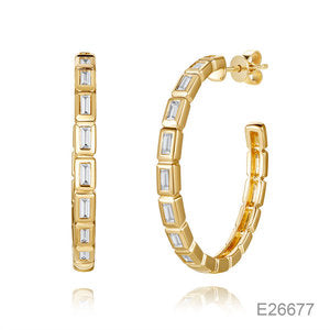 Diamond Baguette Hoop earrings - yellow gold