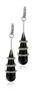 Baby Diamond hoops and detachable pear drops - Black Onyx
