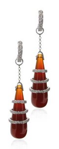 Baby Diamond hoops and detachable pear drops - Cornelian