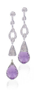 Interchangeable 'Antique' Diamond earrings - Amethyst