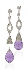 Interchangeable 'Antique' diamond earrings - Smokey Topaz