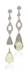 Interchangeable 'Antique' diamond earrings - Smokey Topaz