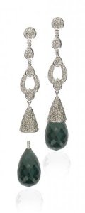 Interchangeable 'Antique' diamond earrings - Smokey Topaz
