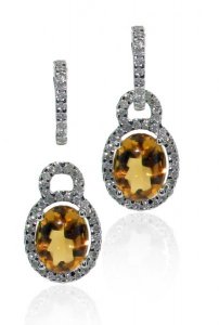 Diamond hoops with detachable Citrine