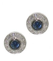 Baby Diamond Studs set with facetted Sapphire