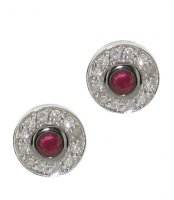 Baby Diamond Studs set with facetted Rubies