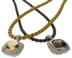 Facetted Citrine Cushion cut - set in Diamonds