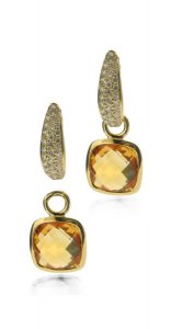 Diamond hoops with cushion cut drops