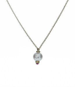 Pearl pendant set with Ruby on chain