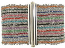 Woven silk and Silver - multi-colour stripe