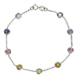 Semi precious multi-colour chain bracelet