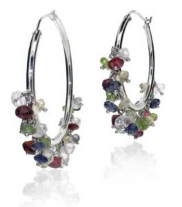 Mixed Tourmaline hoop - White Gold