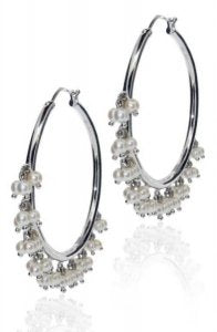 Pearls on White Gold hoops