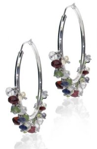 Mixed Tourmaline hoop - White Gold