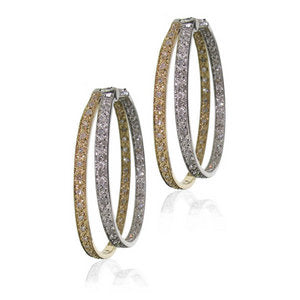 Yellow and White Gold Diamond hoops