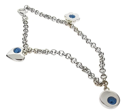 3 charm Evil Eye bracelet - white gold