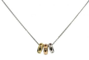3 colour gold friendship rings - necklace