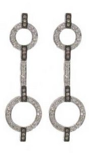 Deco drop earrings - Cognac and White Diamonds - Tahitian Pearl