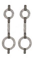 Deco drop earrings - Cognac and white Diamonds - South Sea Pearls