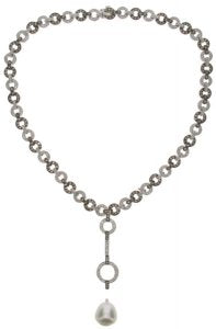 Diamond 'Round' link necklace - Cognac and White Diamonds