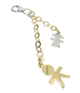 Silver Boy + Girl - keyring or bag chain