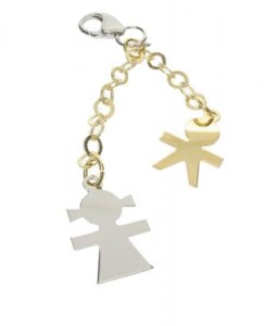 Silver Boy + Girl - keyring or bag chain