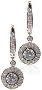 Diamond hook earrings with Diamond set round drop -