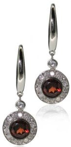 Diamond hook earrings with Diamond set round drop -