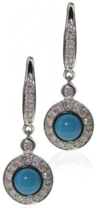 Diamond hook earrings with Diamond set round drop -