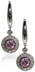 Diamond hook earrings with Diamond set round drop -