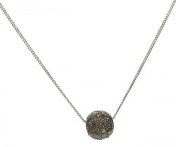 Pave Cognac Diamond ball necklace