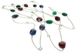 Baby 'Rock' necklace with diamonds - rubies - emeralds and sapphires