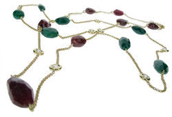 Baby 'Rock' necklace with diamonds - rubies - emeralds and sapphires