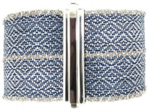 Woven silk and Silver - Diamond pattern - cuff