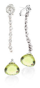 Interchangeable Line Earring - Diamond - With detachable Citrine Briolettes