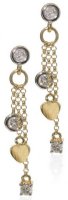 Diamond and baby heart drop earrings - 18ct White or Yellow Gold